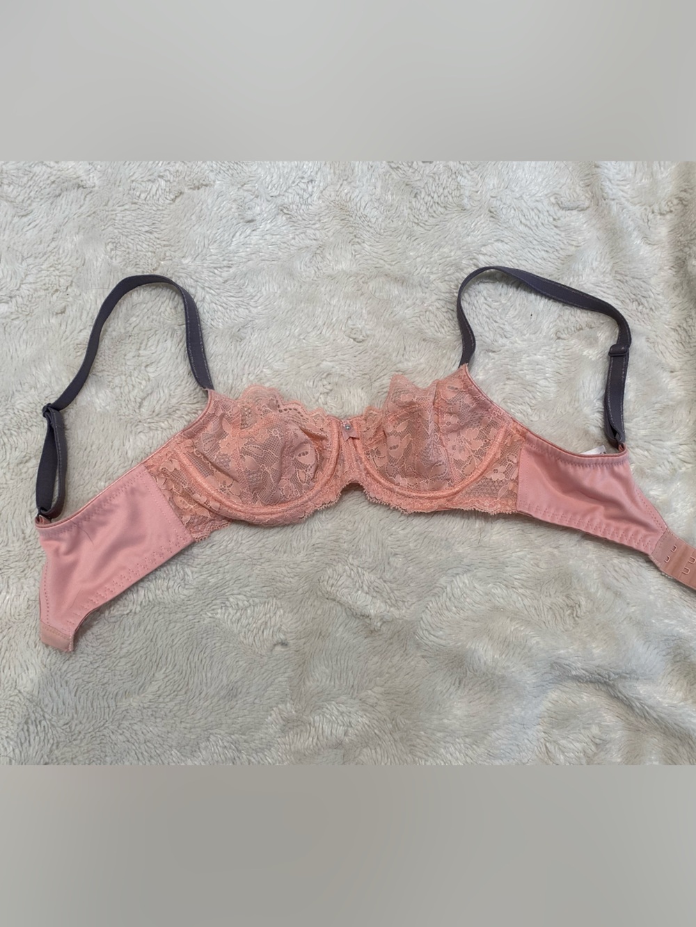 Freya Lace Underwire Bra in Peach Blush with Charcoal Straps